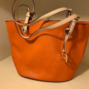 Michael Kors Leather Medallion Tote Bag - Orange
